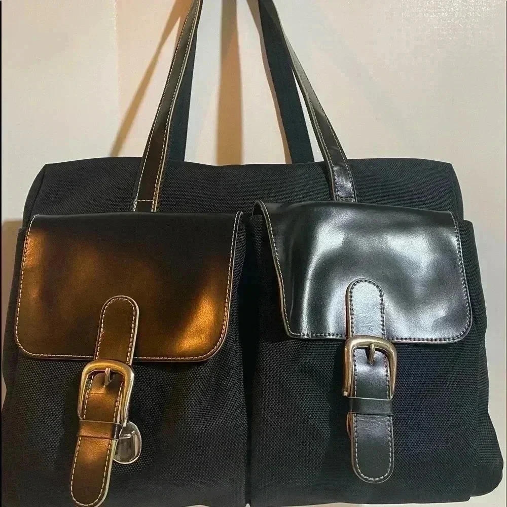 Jack Georges  unisex black canvas briefcase bag